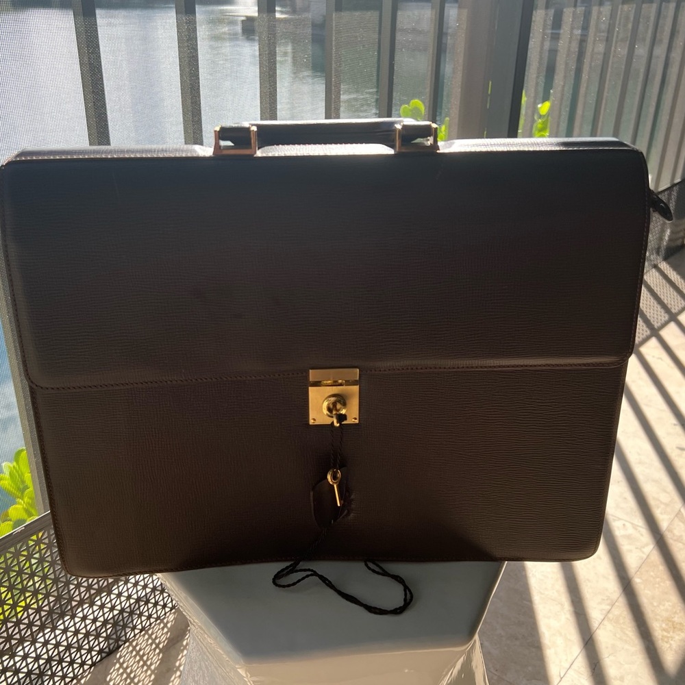 Authentic Loewe brown leather briefcase